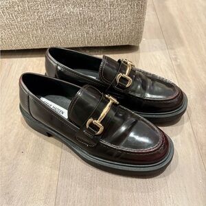 Steve Madden Dark Red Loafers with Gold Accent